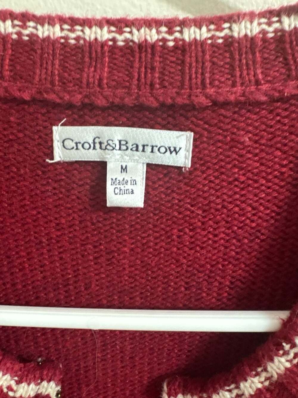 Croft & Barrow Red Knit Full Zip Cardigan Sweater with Embroidered Birdhouses an - Picture 3 of 4